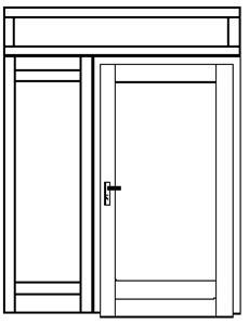 Jednokřídlové vchodové dveře + boční a horní fix